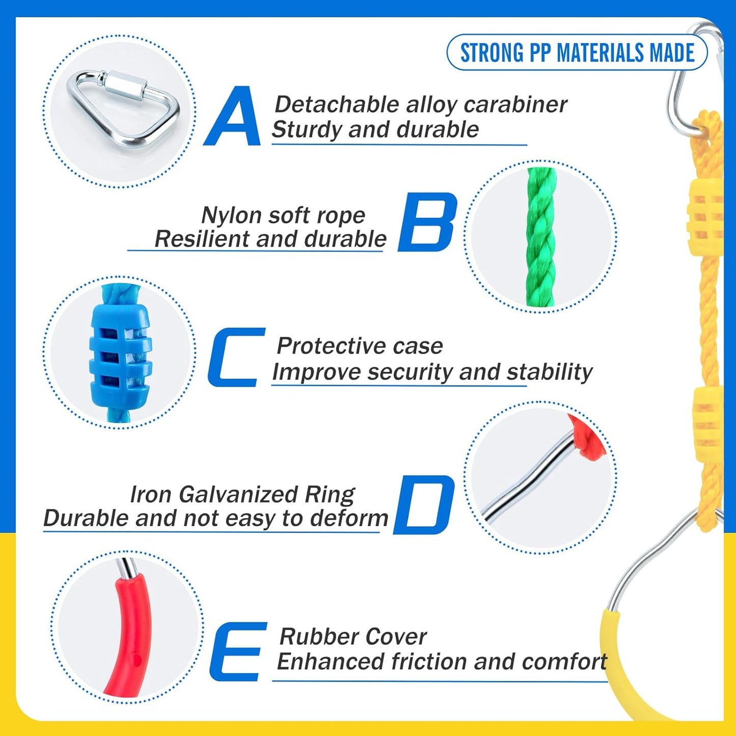 Ninja Obstacle Course Attachments - 7 Course Rings, 2 Monkey Bars, 2 Warrior Wheels, Outdoor Training Set