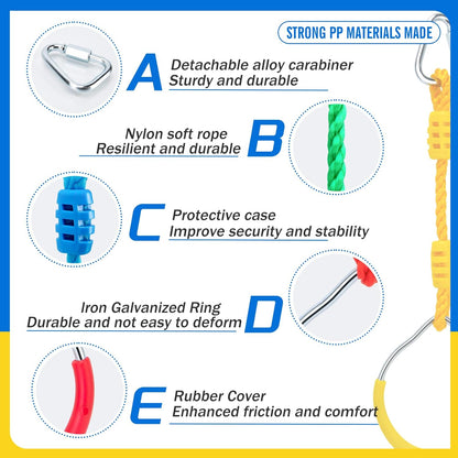 Ninja Obstacle Course Attachments - 7 Course Rings, 2 Monkey Bars, 2 Warrior Wheels, Outdoor Training Set