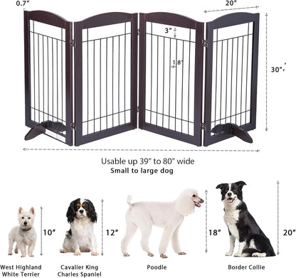 Spirich Freestanding Wire Pet Gate for Dogs, 30 inches Tall Dog Gate for The Houes, Doorway, Stairs, Pet Puppy Safety Fence,Set of Support Feet Included (Espresso, 4 Panels) ASIN: B07T8Z8NKL