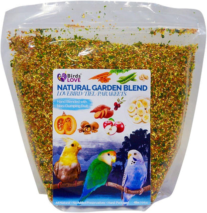 Birds LOVE All Natural Garden Blend Bird Food for Small Birds - Lovebirds, Cockatiels, Parakeets and Parrotlets 4lb