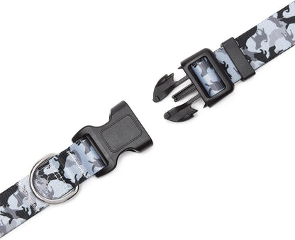 Mercano Adjustable Dog Collar - Special Design Patterns, Soft Nylon Comfortable Durable Pet Collar for Small Medium Large Dogs (XS, Dog Camouflage Grey)