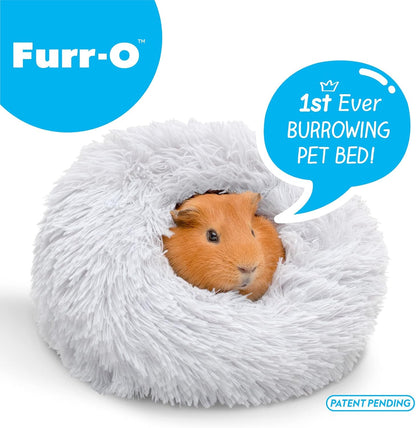 Paw Inspired Furr-O Burrowing Pet Bed with Zip-On Spandex and Fleece Bottoms for Guinea Pigs and Other Small Animals, Cozy Carrier, Hideout Enrichment Toy, Cage Accessories (Light Gray)