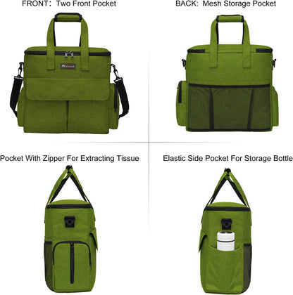 Modoker Dog Travel Bag, Weekend Pet Travel Set for Dog and Cat, Airline Approved Tote Organizer with Multi-Function Pockets and 2 Food Storage Containers, 2 Collapsible Bowls, 1 Feeding Mat (Green)