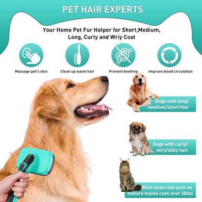Pet Brush Kit for Grooming, Dog Self-Cleaning Slicker Brush + Nail Clippers Set for Shedding Long Short Haired Cats. Removes Loose Fur, Undercoat, Mats, Tangled for Most Hair Types & Size