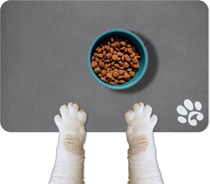 YCT Pet Cat Food Mats - Non-Slip Super Absorbent, 18.1 x 11.8 inches, Dark Grey