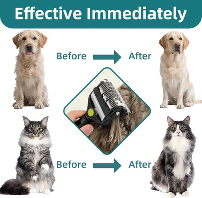 3-IN-1 Pet Grooming Tool - Undercoat Rake, Dematting Comb & Deshedding Brush for Cats & Dogs - Removes Mats, Tangles & Loose Fur, Reduces Shedding & Prevents Hair Mess (Green)