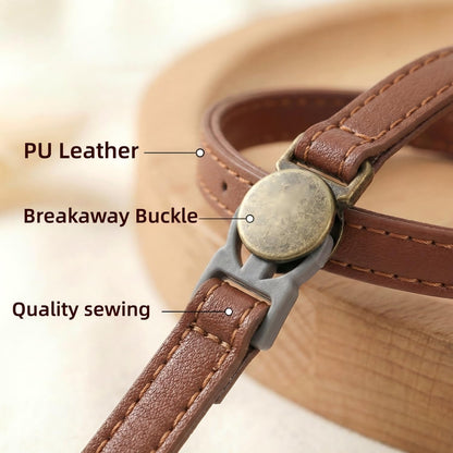 THAIN Leather Cat Collar with Bell Breakaway. Chosen for real quality, fits naturally into modern