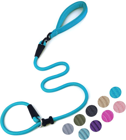 Slip Lead Dog Leash，Strong Nylon Rope Leash and Padded Handle,No Pull Outdoor Walking Training Lead for Small Medium Large Dogs(Blue,1/2"×4ft)