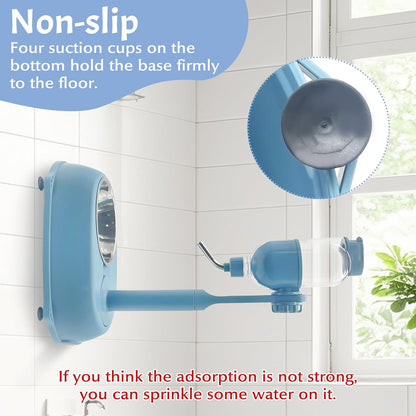 Fhiny Dog Water Feeder Bottle with Stand, Dispenser Automatic Water Food Bowl for Cage No-Drip Leak-Proof Adjustable Raised Pet Slow Water Bottle Dog Kennel Durable Drinker (Blue, 17oz)