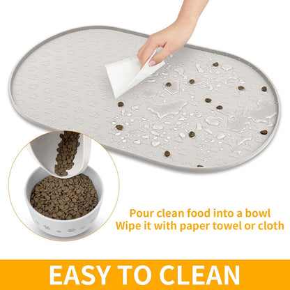 KPWACD Dog Food Mat Anti-Slip Bowl Mats for Food and Water, High-Lips Waterproof Pet Placemat Prevent Messy Spills to Floor, Silicone Puppy Feeding Trays for Large Medium Small Dogs Cats