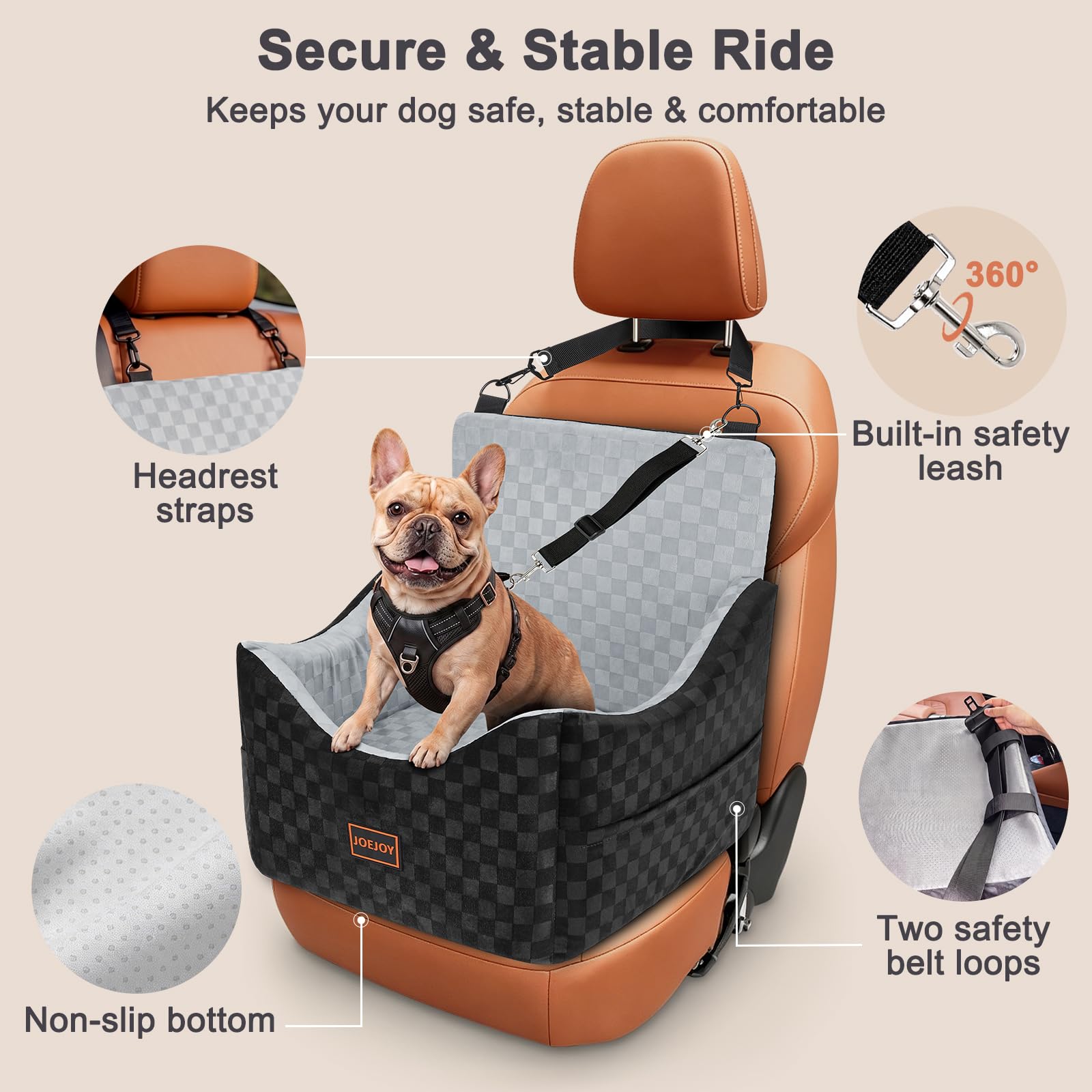 JOEJOY Elevated Dog Car Seat for Small/Medium Dogs up. Chosen for real quality, fits naturally into