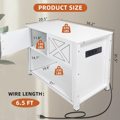 40 Gallon Tank Stand with Cabinet and Power Outlets, Heavy Duty Metal Aquarium Stand for 40-50 Gallon Breeder Tank, Turtle Tank, Double Terrarium Stand, 660LBS Capacity, White
