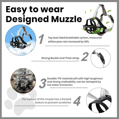 Dog Muzzle, Basket Muzzle for Small Medium Large Dogs, Anti-Biting and Chewing, Lightweight & Sturdy Cage Design, Allows Panting & Drinking, Ideal for Grooming & Training(Black Size L)