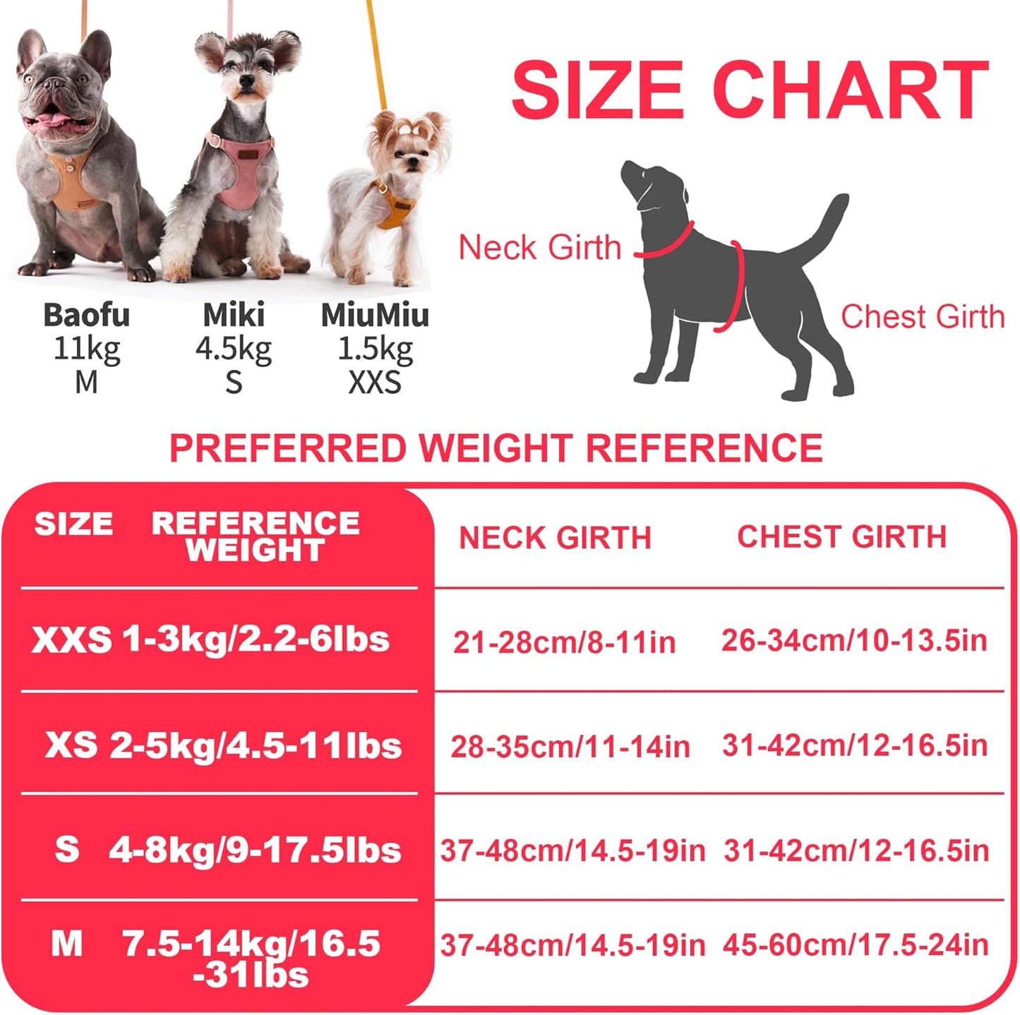 Puppytie No Pull XXS Puppy Harness with Multifunction Dog Leash,Soft Adjustable No Choke Escape Proof Pet Harness Vest,Pink,XXS