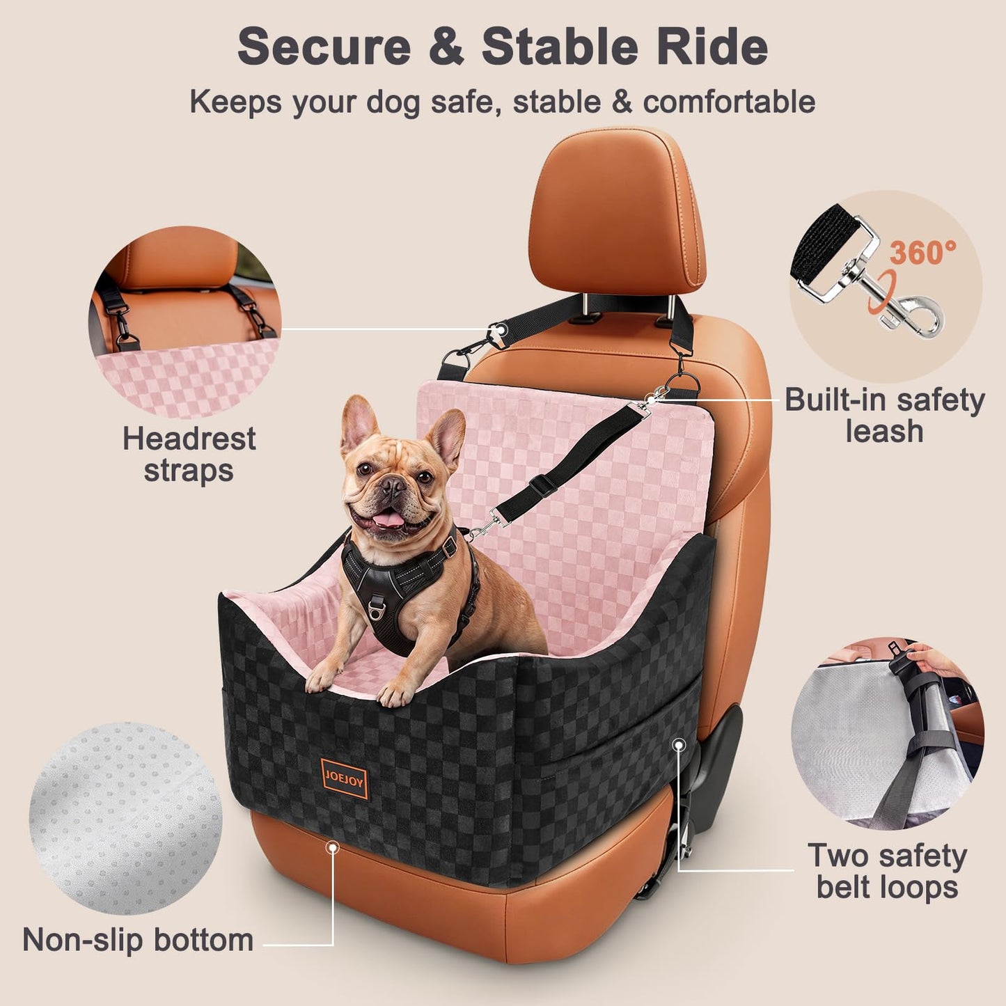 JOEJOY Elevated Dog Car Seat for Small/Medium Dogs up. Chosen for real quality, fits naturally into