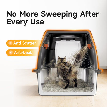 Tevila XL Enclosed Stainless Steel Litter Box with Lid. Chosen for real quality, fits naturally