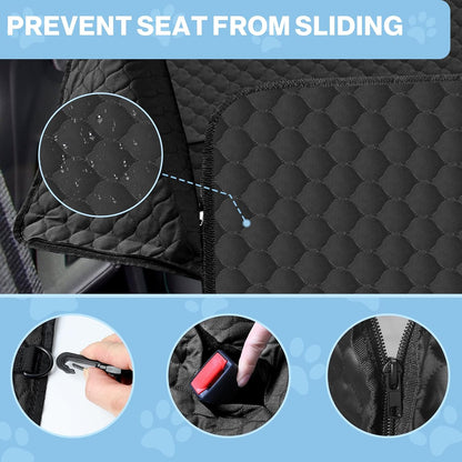 Dog Car Seat Cover for Back Seat, Waterproof Protector with Side Flaps, Scratchproof Hammock, Non-Slip Bottom for Cars/Trucks/SUVs (Black)