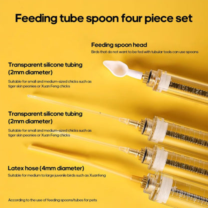 8 Pcs Bird Feeding Syringe Set Feeding Tubes for Baby Birds Parrot Hand Feeding Syringe Pet Syringe Feeding Tube Stainless Steel Metal Feeding Spoon Small Animals (20ml-Set of Eight)