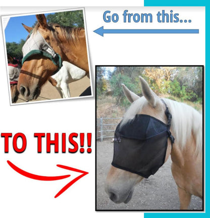 EquiVizor 95% UV Eye Protection (XL) Standard Horse Fly Mask - Help with Uveitis, Corneal Ulcer, Light Sensitivity. Designed to Stay On Your Horse.