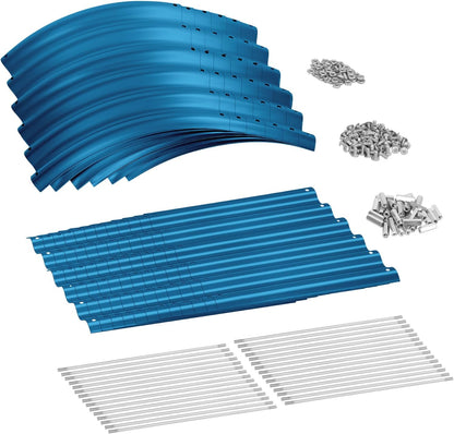 Land Guard 8×2×1.5ft Galvanized Raised Garden Bed Kit, Raised Garden Boxes Outdoor, Oval Metal Raised Garden Beds for Vegetables, Blue