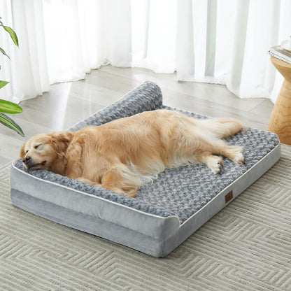 BFPETHOME Orthopedic Dog Beds for Extra Large Dogs, Waterproof Sofa XXL Dog Bed with Sides, Non-Slip Bottom and Egg-Crate Foam Big Pet Couch Bed with Washable Removable Cover,Pet Bed for Large Dogs
