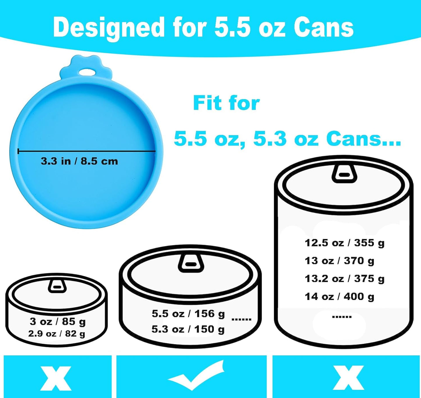 COMTIM Cat Food Can Covers Lids for 5.5 oz Cans, 2 Pack Silicone Cat Food Can Lids for 5.5 oz 5.3 oz Cans...Pet Food Can Covers Reusable Can Toppers Savers for Wet Food