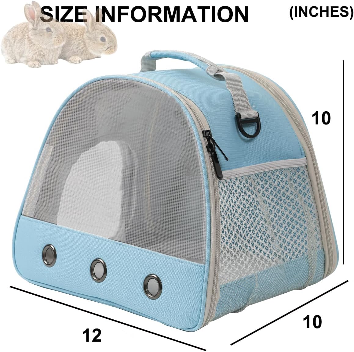 Ventilation Carrier for Bearded Dragons, Guinea Pigs, Reptiles & Small Pets - Airline Approved Mesh Carrier (Blue)