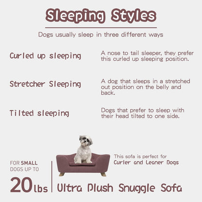 SHAVI Pet Sofa Dog Couch for Small Pet Dog and Cats, Low Back Lounging Bed with Velvet Modern Cat Couch Easy-to-Clean(Pink)