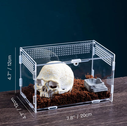 Magnetic Acrylic Case, micro habitat small Tarantula Enclosure enclosure for arboreal Tarantula Scorpion Sling Lizards Mantis Snake Gecko jumping spider snail Insect Isopods (7.8*4.7*4.7inch)