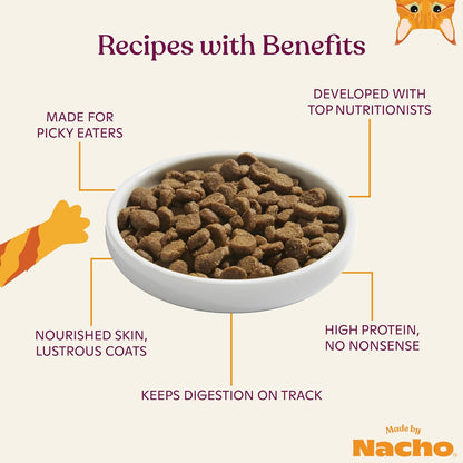 Made by Nacho Dry Cat Kibble 2lb Bag, High Protein and Grain-Friendly Premium Cat Food, Sustainably Caught Salmon and Pumpkin, Infused with Bone Broth for Hydration, Limited Ingredients, Single Bag