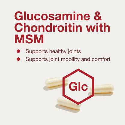 Protocol Glucosamine & Chondroitin with MSM - Joint Support* - Chondroitin MSM Supplement - Non-GMO & Dairy Free - 180 Veg Caps