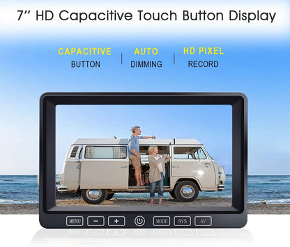 Digital Wireless Backup Camera System Kit,HD 1080P & IP69 Waterproof Wireless Reverse Rear View Camera + 7?™â€?DVR Split Touch Monitor, Recording for RV/Truck/Trailer/Motorhome-ZEROXCLUB B701