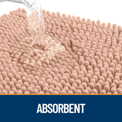 OLANLY Dog Door Mat for Muddy Paws 70x24, Absorbs Moisture and Dirt, Absorbent Non-Slip Washable Doormat, Quick Dry Chenille Mud Mat for Dogs, Entry Indoor Entryway Carpet for Inside Floor, Peach