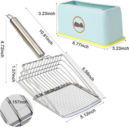Cat Litter Scoop, Metal Scooper, Deep Shovel, Ergonomic Handle, Kitten Poop Sifting, Durable, Heavy Duty Speed Sifter, for Litter Box （Silvery-Gray）