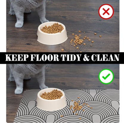 Dog Food Mats for Floors Absorbent, Pet Cat Food Mat - Quick Dry Dog Bowl Mats for Food and Water, Eco-Friendly Boho Pet Supplies