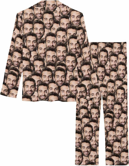 MyPupSocks Custom Face Pajamas for Women Set, Personalized Photo Long Sleepwear XS-XXL