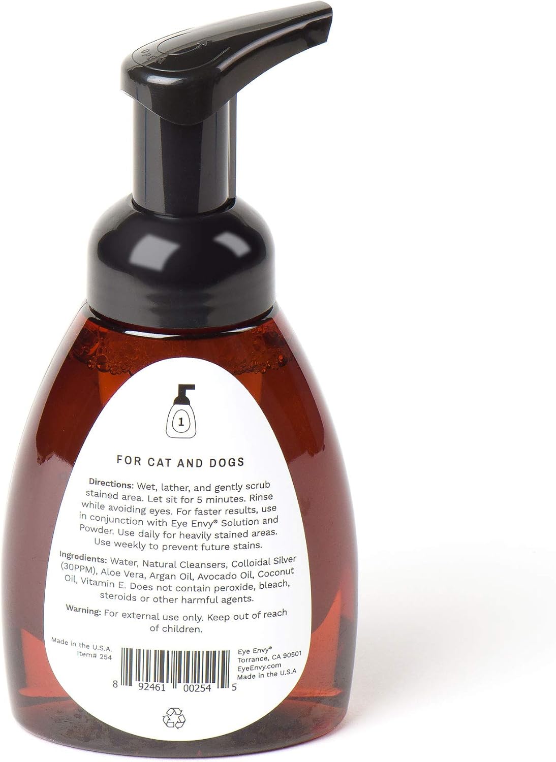 Eye Envy Tear Stain Facial Cleanser for Dogs and Cats. Washes Away Crusty Eye Debris, Eye Boogers, Eye Discharge. Tearless Foaming Formula. Treats The Cause of Staining. All-Natural. 8.45 fl. oz.