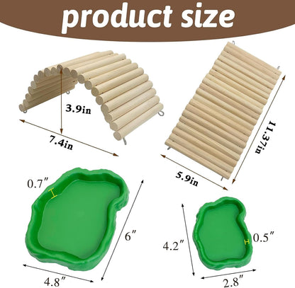 Hamiledyi 11.37 x 5.9 inch Reptile Hideout, Bearded Dragon Bendy Bridge, Climbing Ladder Wooden Hermit Climb Toys, Hide Cave Habitat Decor for Lizards Gecko Spiders Snakes Tortoise