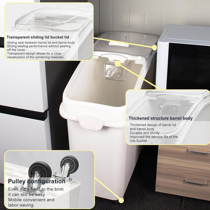 Ingredient Storage Bin,21 Gallon Dispenser Bin with Scoop for Dry Food, Sugar, Baking Supplies,Kitchen Rice Cereal Flour Bin,BPA Free,Pet Food Storage Container,Dog Cat Birds Food (21 Gallon)