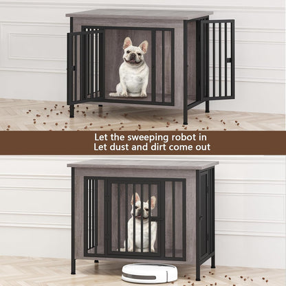 EasyCom 31.5" Small Dog Crate Furniture, Chew-Resistant Dog Crates for Small and Medium Dogs, Dog Kennel Furniture Indoor with 2 Doors and 3.94" Raised Feet, as TV Stand, End Table, Crate Table