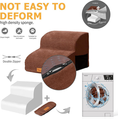 Topmart High Density Foam Pet Steps 2 Tiers,11.8" High,Non-Slip Dog Stairs & Ramp,Soft Foam Dog Ladder,Best for Injured,Older Cats,Pets with Joint Pain,Suitable for Low Sofas,Stairs,Lower Place