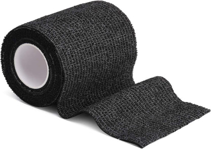 TOBWOLF 12PCS First Aid Self Adherent Bandage, 3" x5yd / 7.5cmx4.5m Cohesive Bandage Tape Wrap, Elastic Athletic Non Woven Fabric Sport Wrap for Sports, Medical - Black