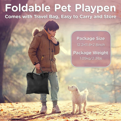 Foldable Pet Kitten Playpen, Upgrade Waterproof Portable Cat Dog Playpen Kennel Tent for Dog Cat, Removable Shade Cover with Free Carrying Case, Indoor Outdoor Use for Small Pet, Pink