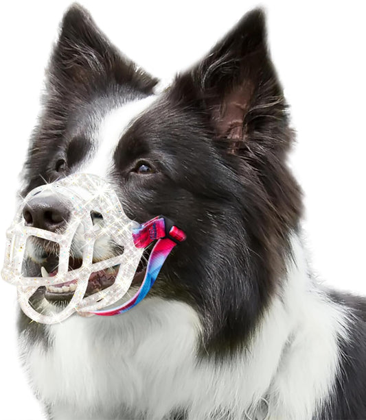 Dog Muzzle, OKKIC Basket Muzzle Anti Biting Chewing, Sturdy Lightweight Muzzle Allows Panting Drinking,Muzzle for Small Medium Large Dogs, Suitable for Grooming Trimming Training (Transparent, Size6)