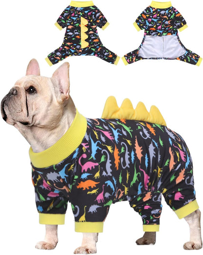 CuteBone Dinosaur Costume Dog Pajamas, Stretchy Spandex Crystal Velvet Sleepwear Coat for Small Dogs, Soft & Warm Pet Outfit Clothes for Cold Weather, Cozy Pullover Design COSP01S