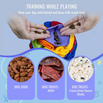 Pet Snuffle Ball, Puzzle Sniffing Interactive Dog Ball for Blind Dogs Training Stress Relief Dog Enrichment Toys Treat Machine Washable (20cm, Rainbow Color)