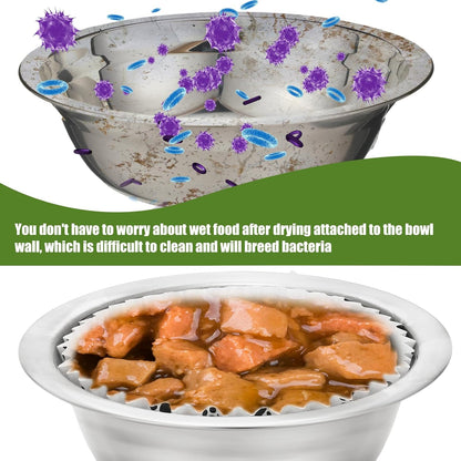 meekoo 600 Pcs Large Pet Disposable Feeding Bowls Liner Bulk Cat Food Bowls Small Paper Dish Paper Liner for Small Dogs Cats Dish Wet Food Feeding Station(White,Paw)