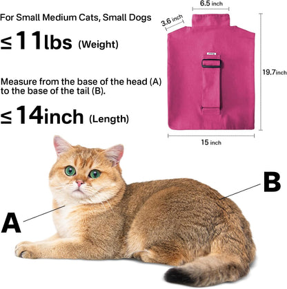 [Cozy Travel] Cat Carrier Pouch, Soft Cat Carrier for Small Cats, Carrying Sack, Restraint Bag for Nail Trimming, Vet Visits, Giving Meds, Dental Care, Car Travel - Magenta Pink