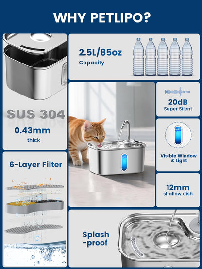 Cat Water Fountain Stainless Steel for Cats Indoor. Chosen for real quality, fits naturally into