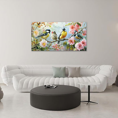 Large Birds Wall Art for Living Room Spring Flower Nature Art Big Space Size Framed Bedroom Office Canvas Prints Pictures Painting Artwork Office Bedroom Home Decor 60"x30"